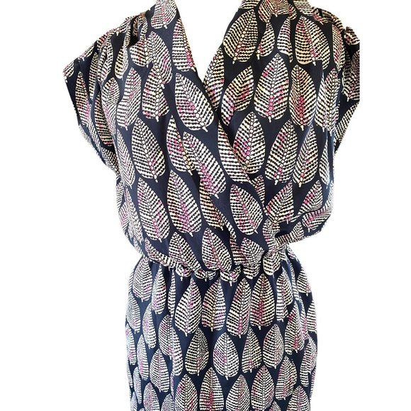 Maison Jules Summer Leaf Print Dress Womens M - Picture 2 of 8